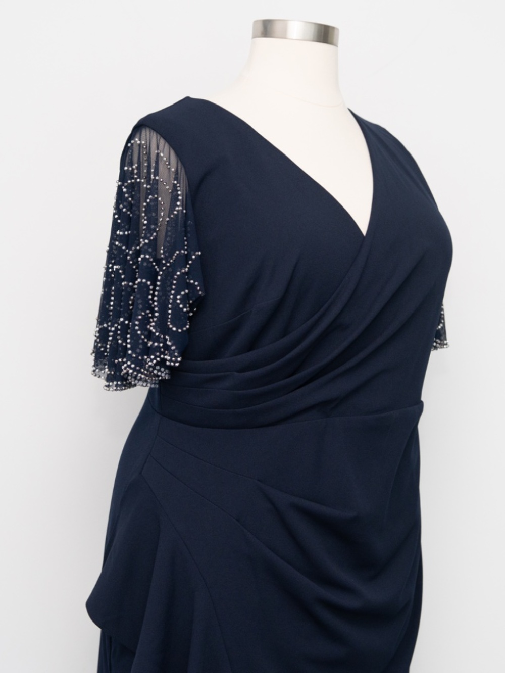 Betsy & Adam - Beaded Sleeve Draped Dress - Picture 7 of 14